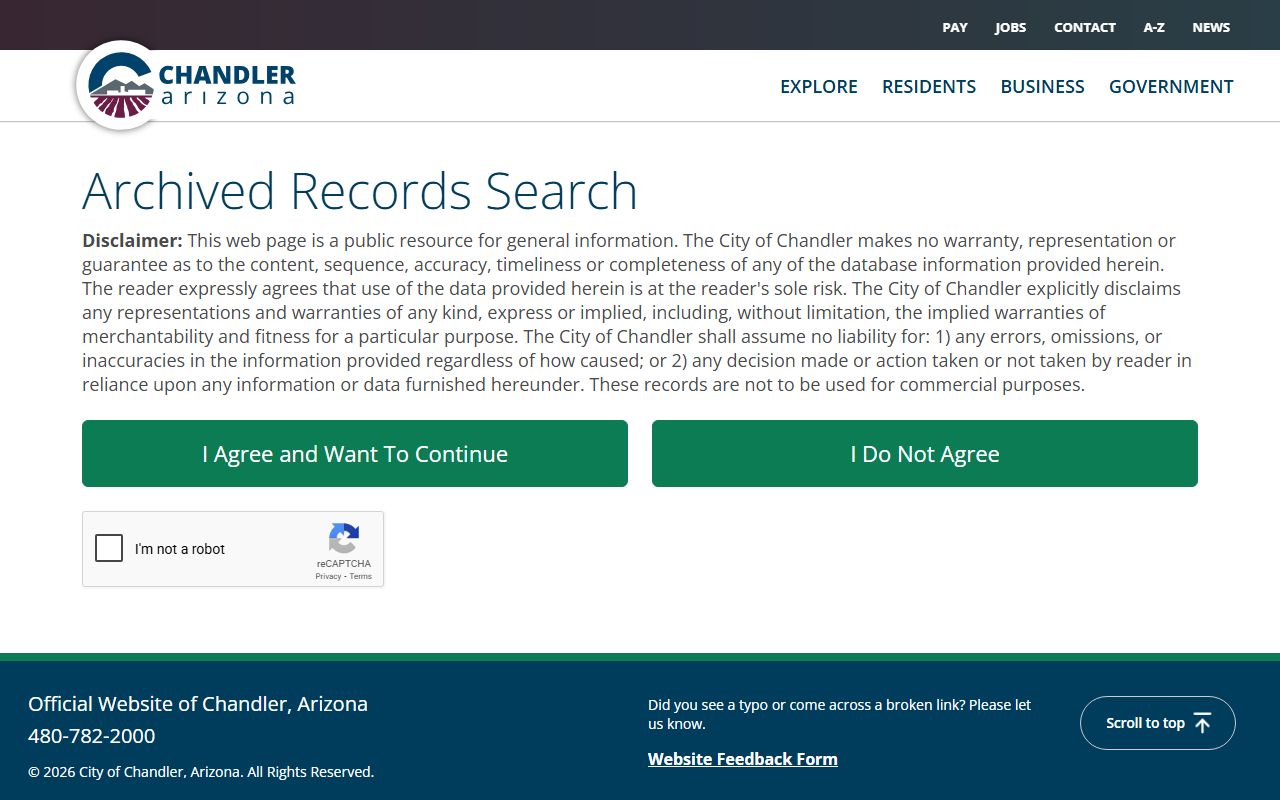 Chandler archived records search database for white pages lookups