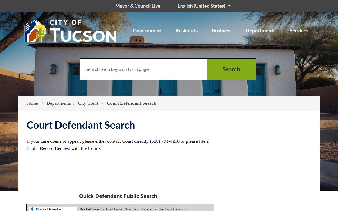 Tucson City Court defendant search database for white pages lookups