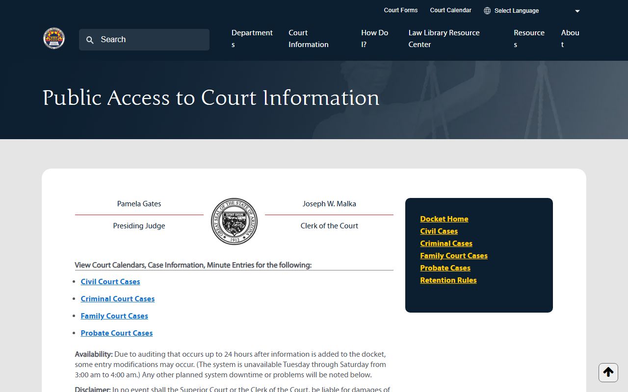 Maricopa County Superior Court docket search database for white pages lookups
