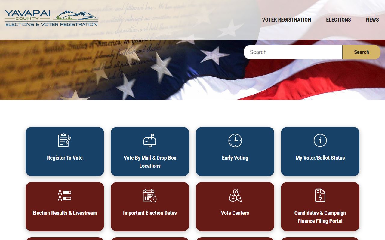 Yavapai County Elections homepage for white pages voter searches