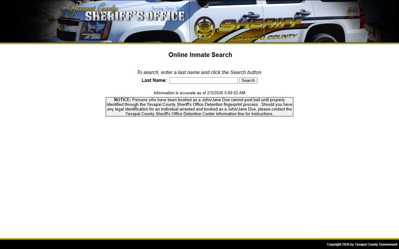Yavapai County Sheriff inmate search database for white pages lookups