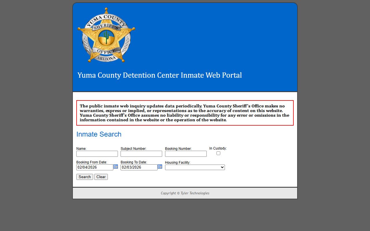 Yuma County Sheriff inmate search database for white pages